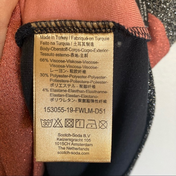 Maison Scotch & Soda Sparkly Lurex Glitter Multicolor Colorblock Tee Top Small - Picture 6 of 6